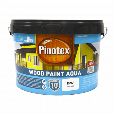 Фарба для дерева Pinotex Wood Paint Aqua, атмосферостійка, біла, BW, 2.5 л 5310520 фото