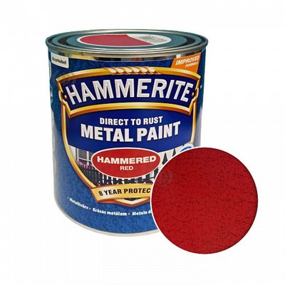 Фарба молоткова 3 в 1 по металу Hammerite Metal Paint Hammered захисна, червона, 0.75 л 5093549 фото