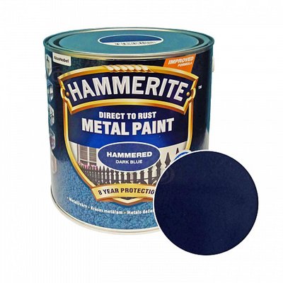 Фарба молоткова 3 в 1 по металу Hammerite Metal Paint Hammered захисна, темно-синя, 2.5 л 5114909 фото