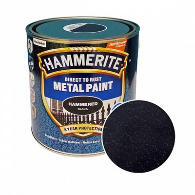 Фарба молоткова 3 в 1 по металу Hammerite Metal Paint Hammered захисна, чорна, 2.5 л 5126348 фото