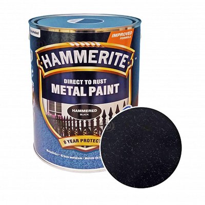 Фарба молоткова 3 в 1 по металу Hammerite Metal Paint Hammered захисна, чорна, 5 л 5126349 фото