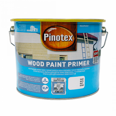 Краска для дерева Pinotex Wood Paint Primer грунтовочная, белая, 2.5 л 5310538 фото