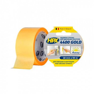 Дизайнерська малярна стрічка (скотч) для ідеальних контурів HPX 4400 Gold, 48мм х 50м, жовта (FP5050) 5050 фото