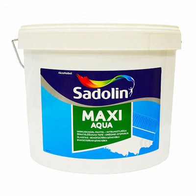 Дрібнозерниста вологостійка легка шпаклівка Sadolin Maxi Aqua для стін та стелі, сіра, 10 л 5072823 фото
