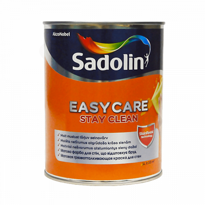 Акриловая краска Sadolin EasyCare для стен и потолка грязеотталкивающая, белая, BW, 1 л 5324359 фото