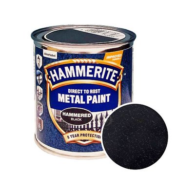 Фарба молоткова 3 в 1 по металу Hammerite Metal Paint Hammered захисна, чорна, 0.25 л 5126346 фото