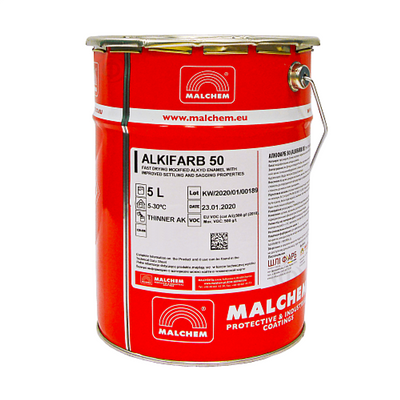 Фарба 3 в 1 по металу Malchem Alkifarb 50 антикорозійна алкідна, безбарвна, ТВ 3, 4 л 450 фото