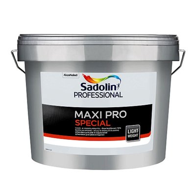 Заповнювальна легка шпаклівка Sadolin Professional Maxi Pro Special для стін і стелі, світло-сіра, 10 л 5239045 фото