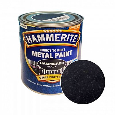 Фарба молоткова 3 в 1 по металу Hammerite Metal Paint Hammered захисна, чорна, 0.75 л 5093281 фото