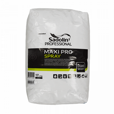 Дрібнозерниста легка шпаклівка під розпилення Sadolin Maxi Pro Spray для стін та стелі, біла, 17 л 5256571 фото