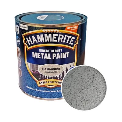 Фарба молоткова 3 в 1 по металу Hammerite Metal Paint Hammered захисна, сріблясто-сіра, 2.5 л 5126387 фото