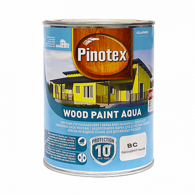 Фарба для дерева Pinotex Wood Paint Aqua, атмосферостійка, безбарвна, BC, 0.93 л 5309442 фото