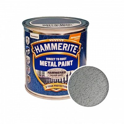 Фарба молоткова 3 в 1 по металу Hammerite Metal Paint Hammered захисна, сріблясто-сіра, 0.25 л 5126385 фото