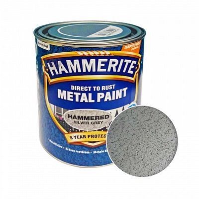Фарба молоткова 3 в 1 по металу Hammerite Metal Paint Hammered захисна, сріблясто-сіра, 0.75 л 5093596 фото