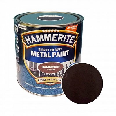 Фарба молоткова 3 в 1 по металу Hammerite Metal Paint Hammered захисна, коричнева, 2.5 л 5093308 фото