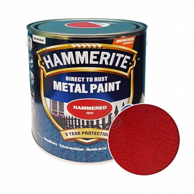 Фарба молоткова 3 в 1 по металу Hammerite Metal Paint Hammered захисна, червона, 2.5 л 5114910 фото