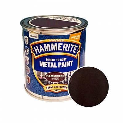 Фарба молоткова 3 в 1 по металу Hammerite Metal Paint Hammered захисна, коричнева, 0.25 л 5093315 фото