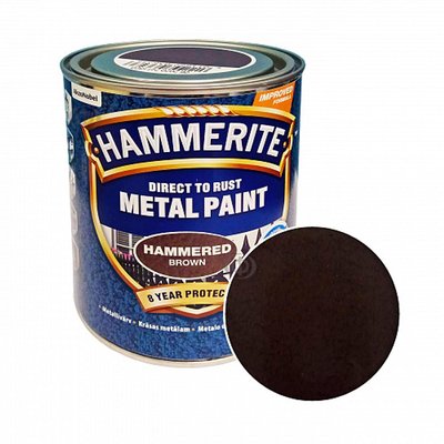 Фарба молоткова 3 в 1 по металу Hammerite Metal Paint Hammered захисна, коричнева, 0.75 л 5093328 фото